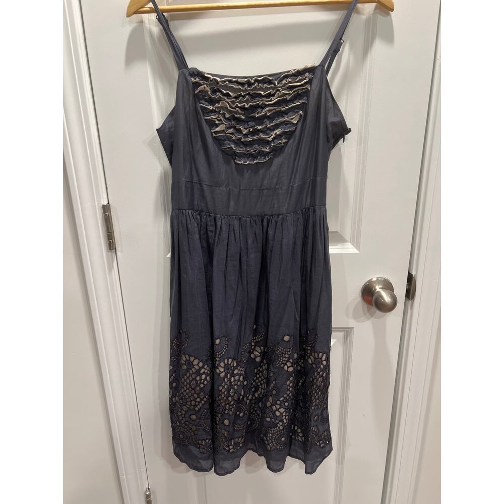 Burlapp size 6 cotton & silk blend blue dress